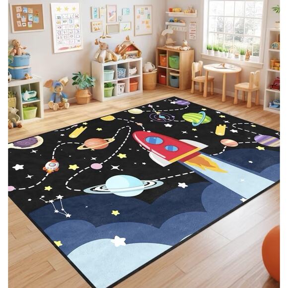 Kids Space Rug Planets Solar System Playroom Bedroom Area Rug 4.5x6 New - Picture 5 of 7
